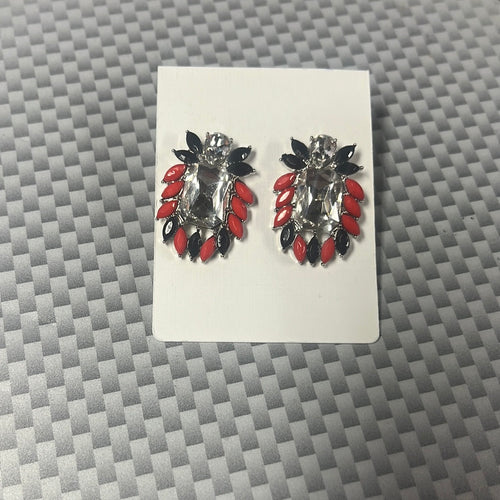 Game Day Glam Cluster Earrings Red/Black