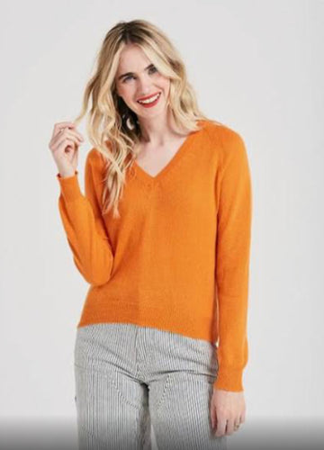 Jumper 1234 V Neck  Sweater Orange