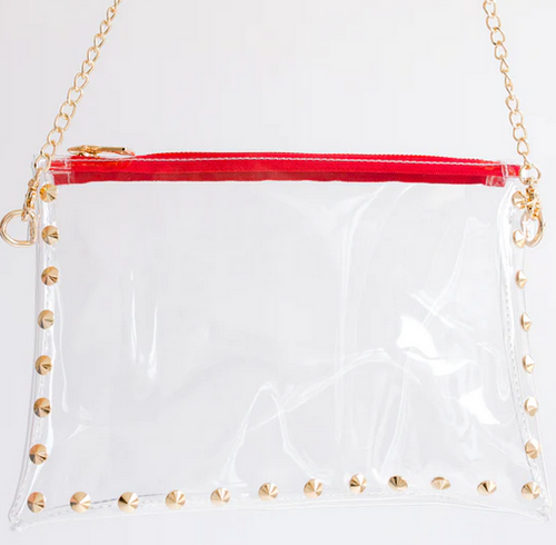 Clearly Studded Parker Handbag Red