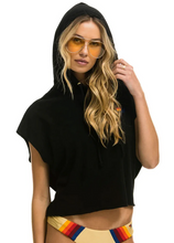 Load image into Gallery viewer, AVN Logo Sleeveless Crop Hoodie Black