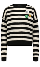 Load image into Gallery viewer, Minnie Rose Cash Boxy Pullover Black/White Stripe.