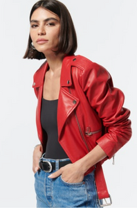 Cami NYC Kali Leather Jacket Scarlet