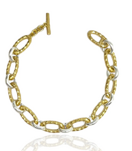 Load image into Gallery viewer, Tat2 Design Gold Two-Tone Ravelle Thin Hammered Chain Bracelet