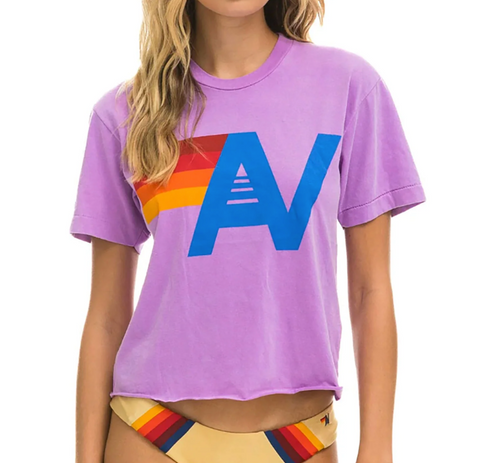 Aviator Nation Logo Boyfriend Tee Neon Purple