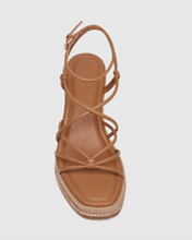 Load image into Gallery viewer, Paige Julia Wedge Leather Sandal Cognac