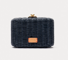 Load image into Gallery viewer, FV Paige Wicker Box Clutch Navy