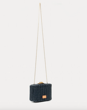 Load image into Gallery viewer, FV Paige Wicker Box Clutch Navy