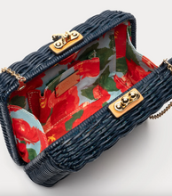 Load image into Gallery viewer, FV Paige Wicker Box Clutch Navy