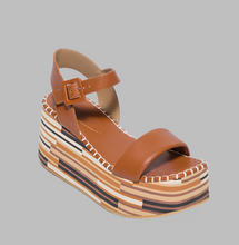 Load image into Gallery viewer, Bernardo Marley Platform Sandal Luggage Nappa Mestico