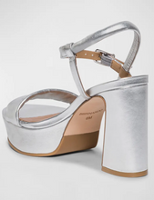 Load image into Gallery viewer, Bernardo Ventura Ankle Strap Platform Heel Silver Glove Leather