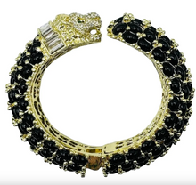 Load image into Gallery viewer, Garland Leopard Hinged Bracelet Black