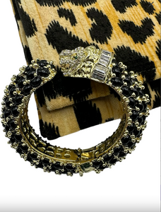 Garland Leopard Hinged Bracelet Black