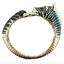 Load image into Gallery viewer, Garland Zebra Enameled Hinged Bracelet Black
