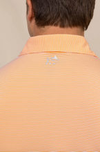 Load image into Gallery viewer, Southern Tide brrr°-eeze Meadowbrook Stripe Polo Tangerine Orange