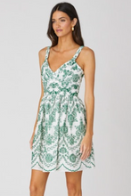 Load image into Gallery viewer, Shoshanna Evie Dress Emerald/Ivory
