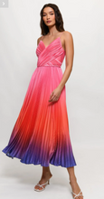 Load image into Gallery viewer, Hutch Fiji Sleeveless Multi Pleated Midi Dress Sunset Gradient