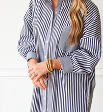 Load image into Gallery viewer, Frances Dress Charcoal Stripe