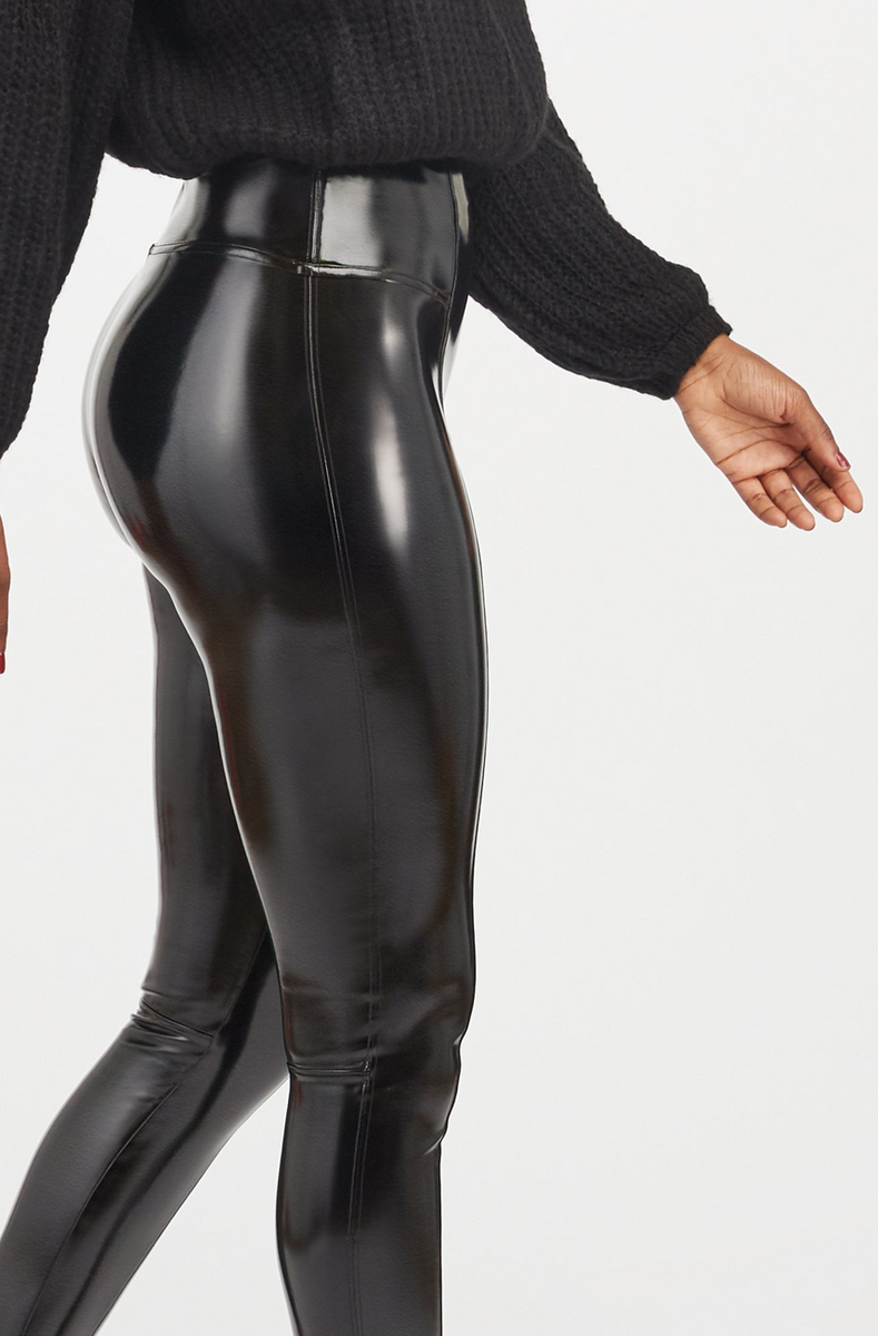 SPANX Faux Patent Leather Leggings in Black