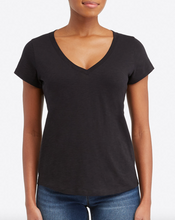 Load image into Gallery viewer, Spanx Pima Cotton V Neck Tee Very Black