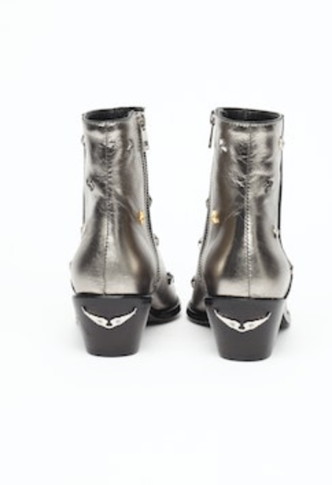 Silver Patent Lace-Up Boots, Authentic & Vintage
