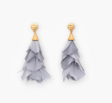 Load image into Gallery viewer, Brackish Statement Feather Earrings Queen Mary