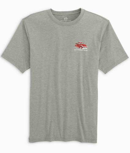 Southern Tide Snowy Truck Heather Tee Quarry