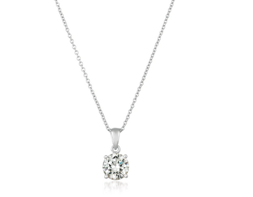 Crislu Royal Brilliant Cut Pendant Necklace Finished in Pure Platinum