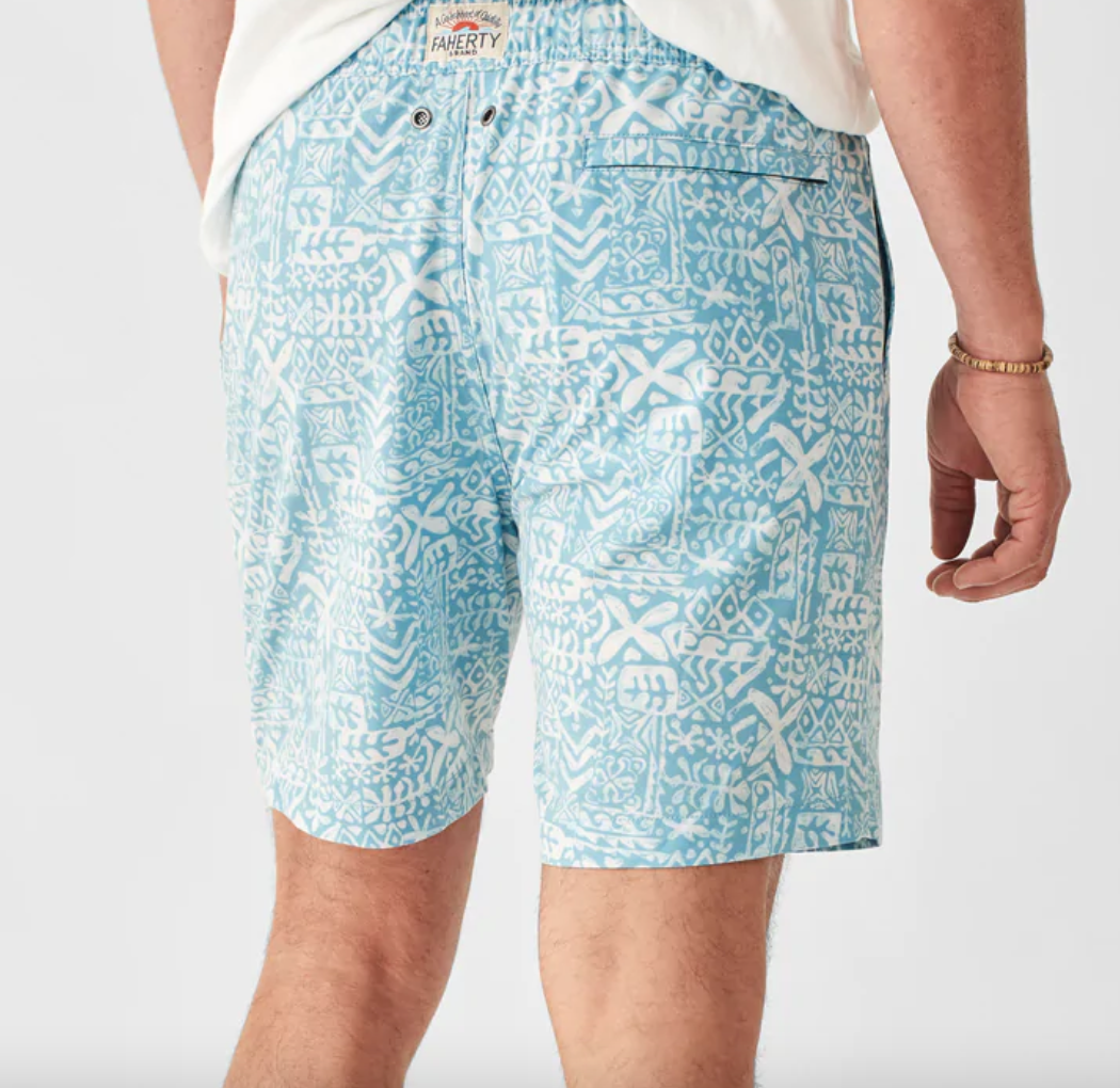 Faherty Men s Beacon Swim Trunk Blue Tile