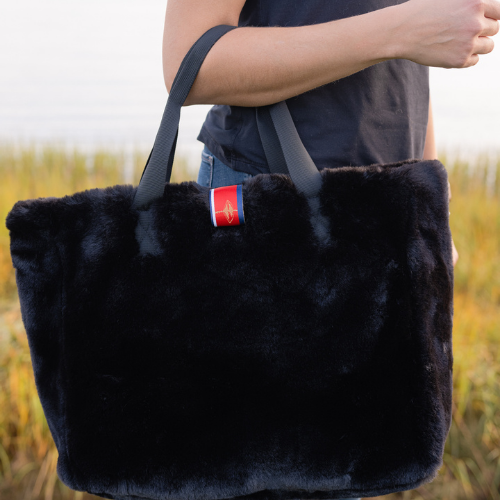 Black Faux Fur Oversized Tote Bag | Pretty Rugged