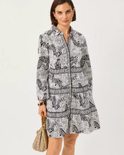 Load image into Gallery viewer, Lilly Pulitzer Angie Dress featuring a bold zebra print with Greek key trim detailing