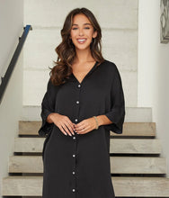 Load image into Gallery viewer, TBC 3/4 Sleeve Shirt Mini Dress Black