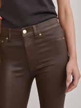 Load image into Gallery viewer, DL 1961 Bridget Boot brownstone coated slim pants with gold hardware detail
