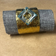 TBC Hammered Brass Cuff Aqua