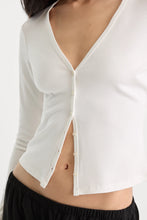 Load image into Gallery viewer, GA The Rib V Neck Cardigan Chalk
