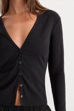 Load image into Gallery viewer, GA The Rib V Neck Cardigan Black