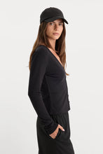 Load image into Gallery viewer, GA The Rib V Neck Cardigan Black