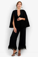 Load image into Gallery viewer, Black structured cape blazer jacket with notch collar and single button closure