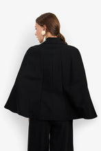 Load image into Gallery viewer, Trina Turk Volterra black cape blazer with wide flared sleeves, back view