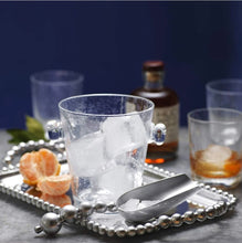 Load image into Gallery viewer, Mariposa Beaded Medium Tray styled with ice bucket, tongs, glasses, and citrus fruit
