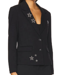 CPW Junie Rhinestone Star Blazer Black