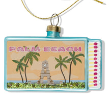 Load image into Gallery viewer, Furbish glass matchbox ornament featuring Palm Beach landmark with tropical palm trees