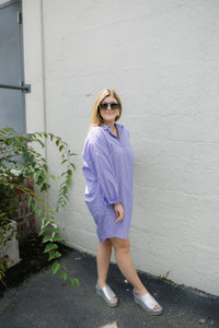 Caryn Lawn Preppy Dress Lavender Stripe