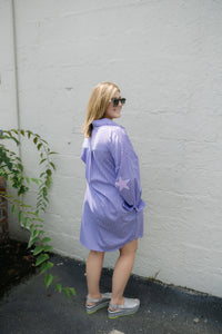 Caryn Lawn Preppy Dress Lavender Stripe