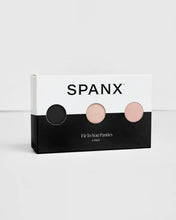 Load image into Gallery viewer, Spanx Fit-To-You Brief 3 Pack displayed in branded packaging with fabric swatches