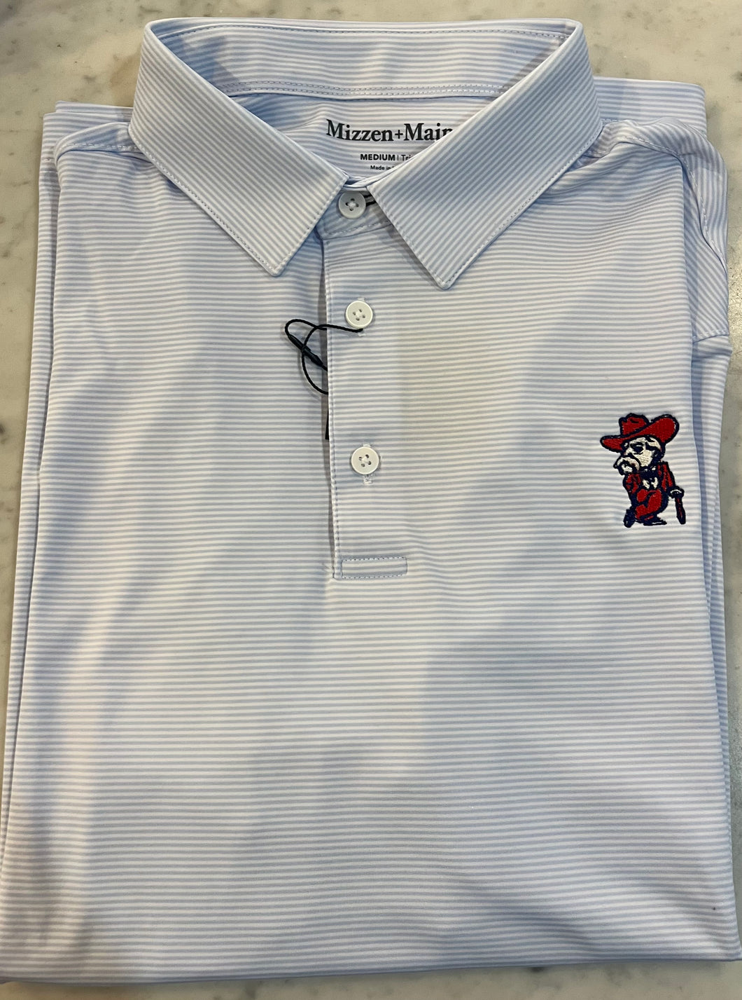 Ole Miss Polo Blue Stripe Rebel
