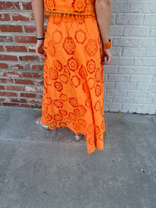 TBC Embroidered Maxi Skirt Orange