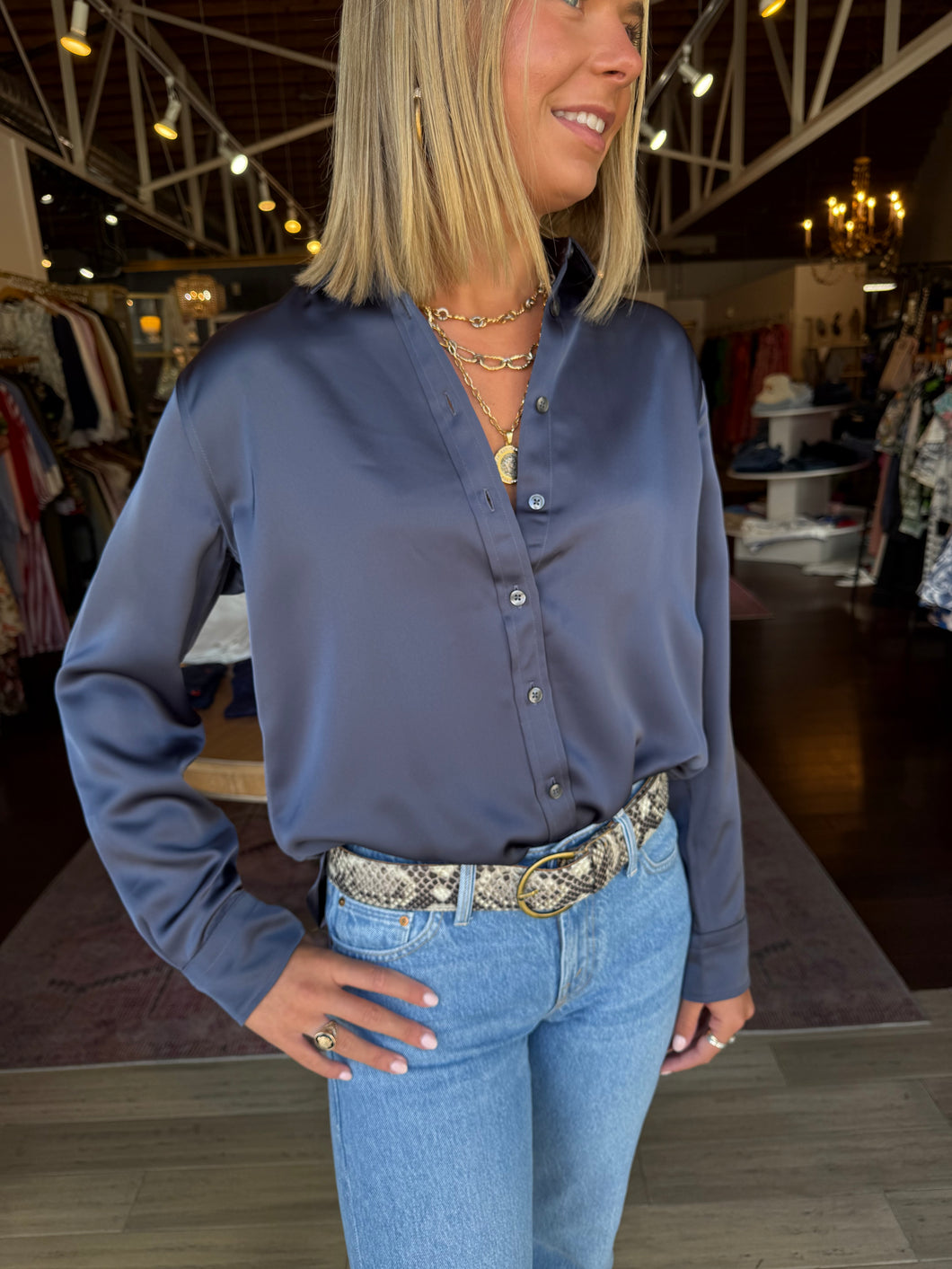 Better Than Silk Blouse Earth Stone