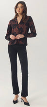 Load image into Gallery viewer, Hutch Cain Top in brown and black floral print with V-neck and button front