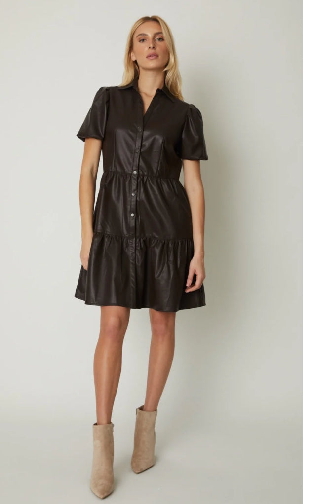 Tyler Faux Leather Dress Brown