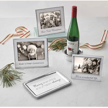 Load image into Gallery viewer, Mariposa silver beaded photo frames and engraved tray displayed as festive holiday gifts